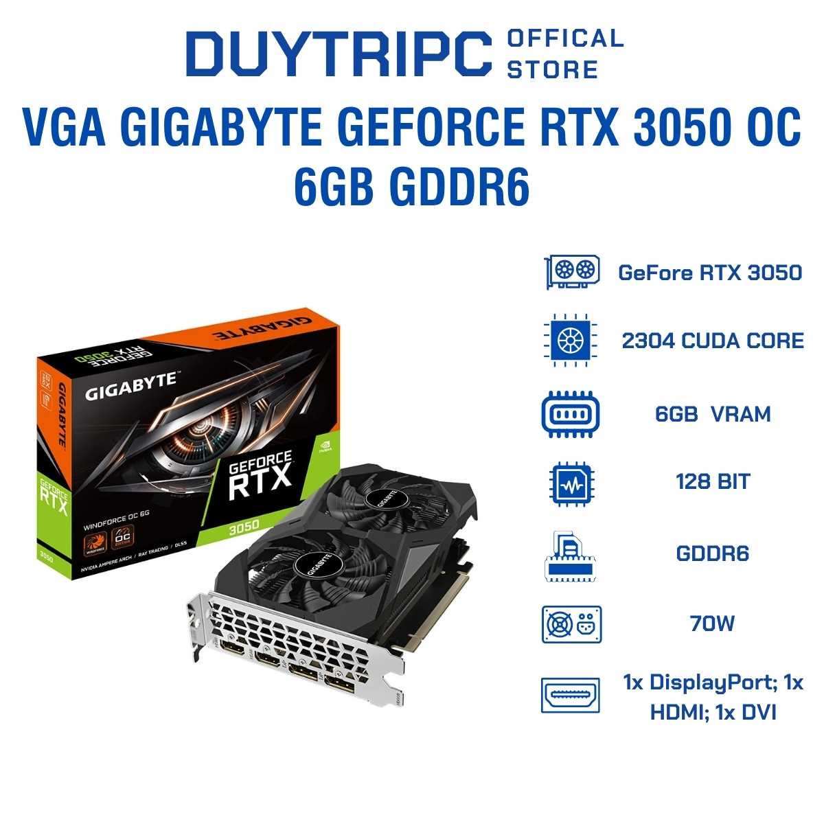 Card Màn Hình Gigabyte GeForce RTX 3050 OC 6GB GDDR6 Graphics Card – Hiệu Năng Ổn Định, OC Gaming, Ray Tracing